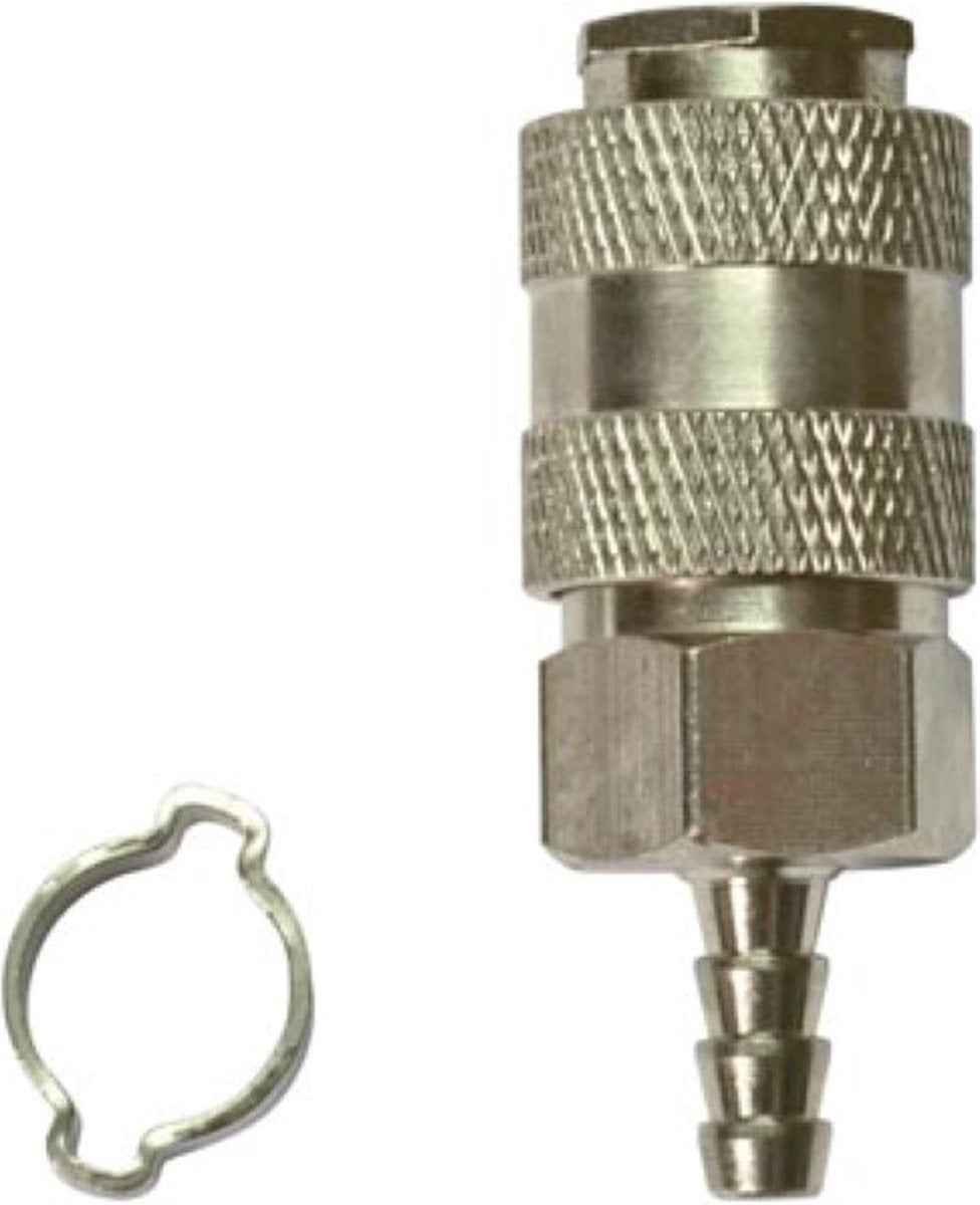 Stanley koppeling ø 6 x 11 mm met orion-nippel, luchtslang koppeling metaal, snelle aansluiting voor persluchtsystemen, geschikt voor garage, werkplaats, compressor