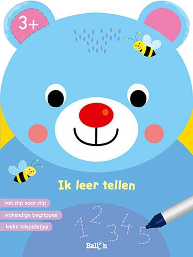 Standaard uitgeverij ik leer tellen, wipe and clean dieren 3+