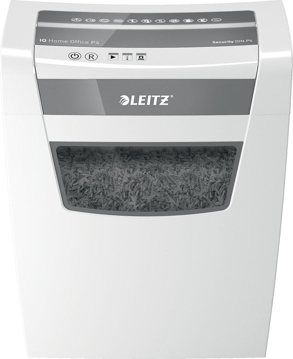 Leitz iq home office papierversnipperaar voor thuis - p4 snippers - tot 10 vel - 23l - wit