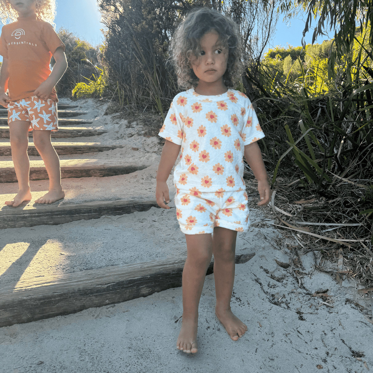 Floral love | meerkleurig meisjes set strand - terry