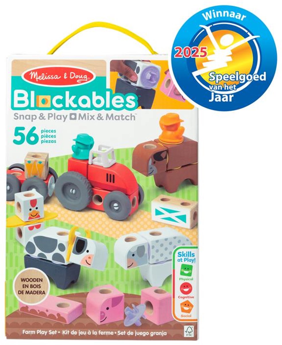 Melissa doug – blockables™ boerderij speelset – met draagbare bewaardoos