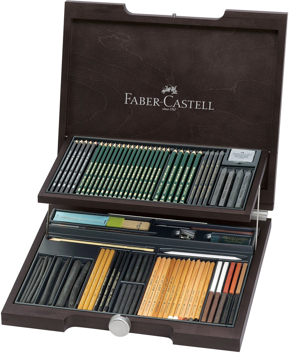 Faber-castell pitt monochromos artist set - houten koffer 86-delig - fc-112971