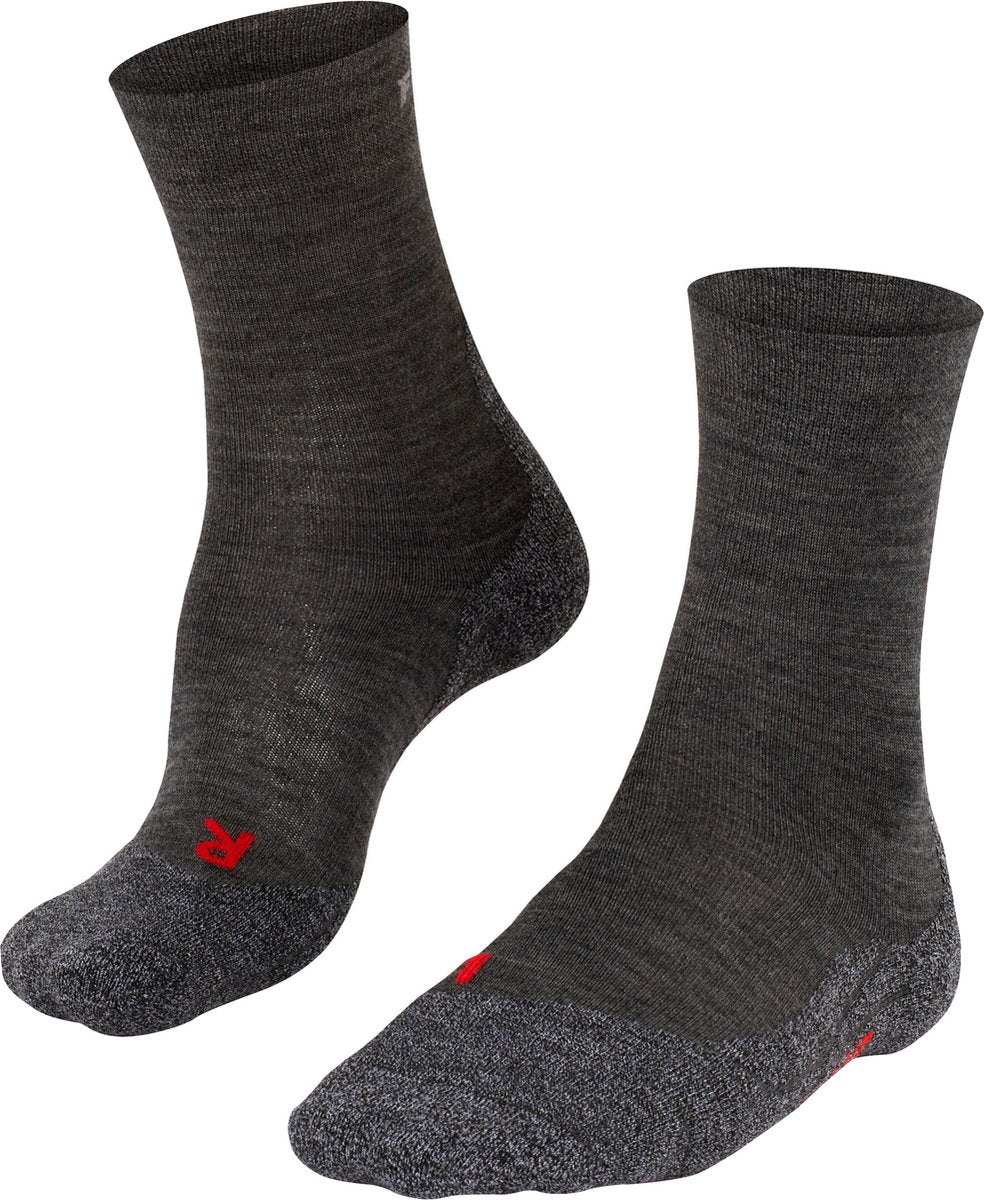 Falke tk2 sensitive anti-blaar dik wol functioneel materiaal wandelsokken dames grijs - maat 39-40