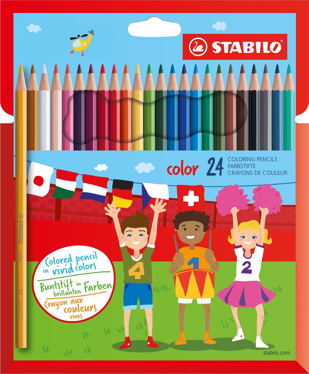 Stabilo color - kleurpotloden - intense kleuren en makkelijke kleurafgifte - etui met 24 kleuren