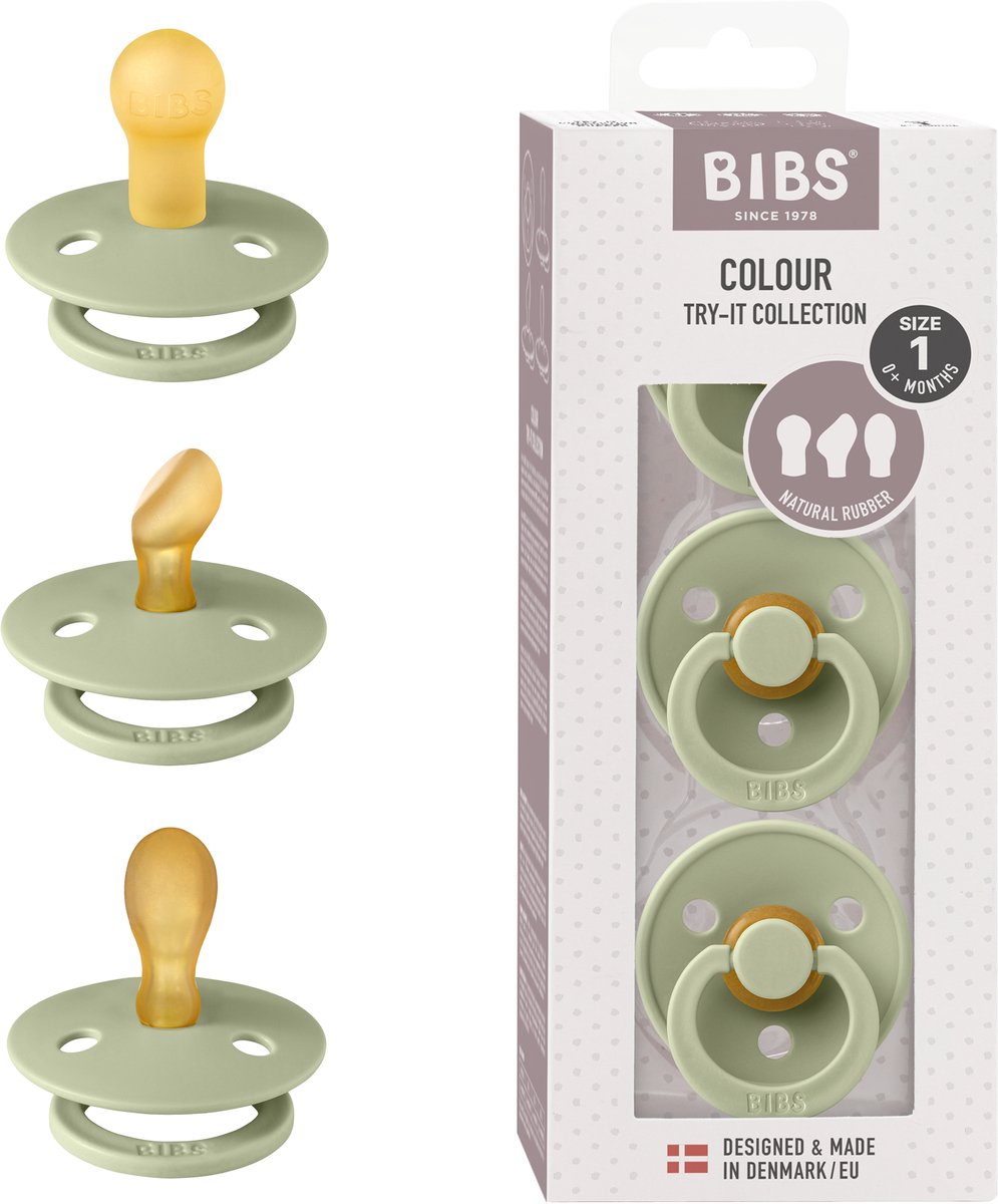 Bibs try-it collection fopspeen - 0-6 mnd - 3-pack - sage