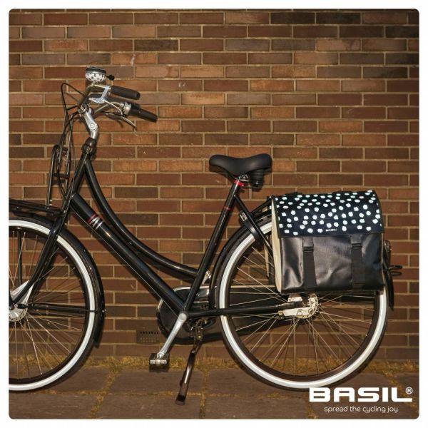 Basil Urban Load dubbele fietstas - zwart groen, waterafstotend, 53L