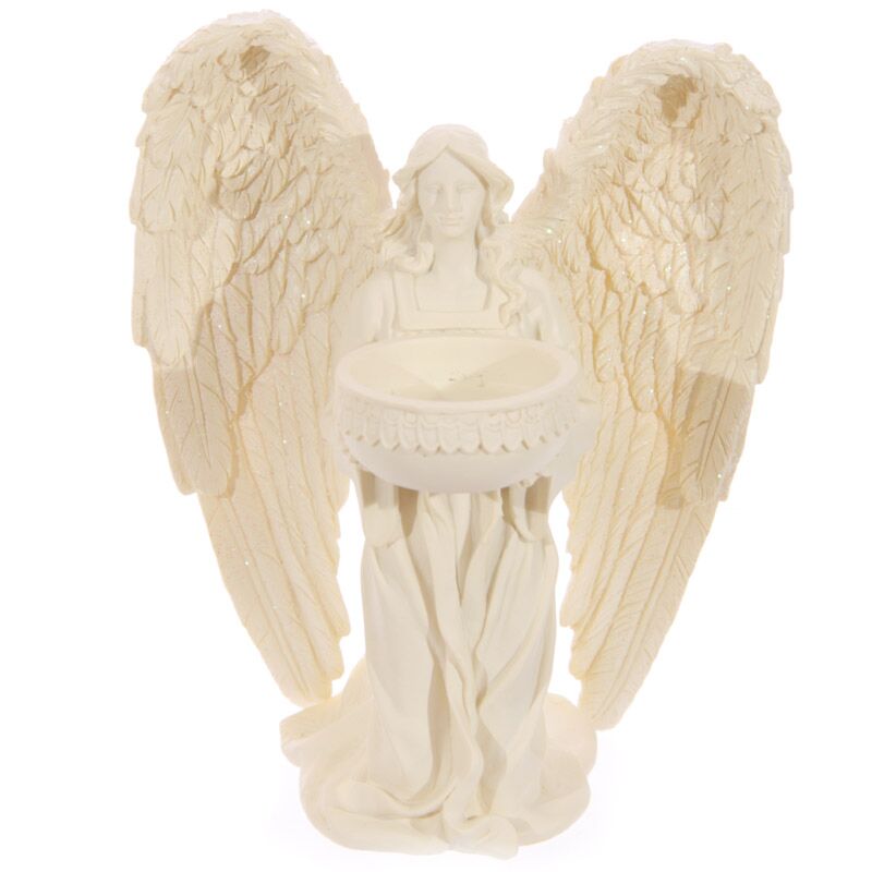 Engel waxinelichthouder - knielend 18cm