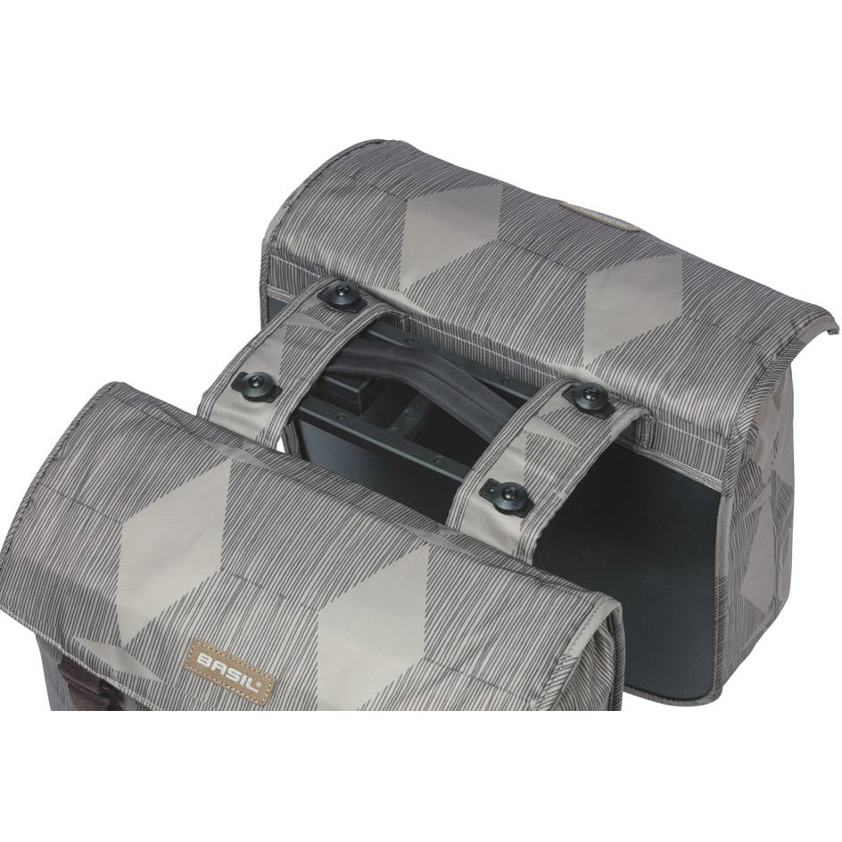 Basil dubbele fietstas elegance mik 40 - 49 liter - chateau taupe