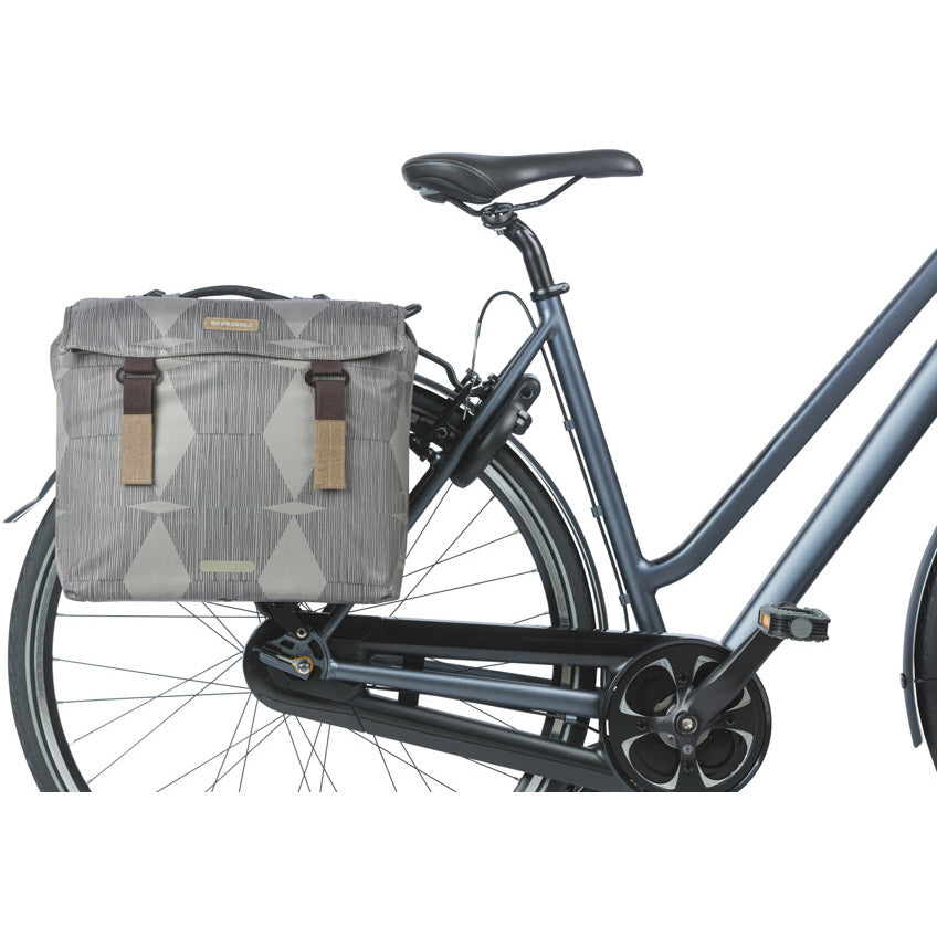 Basil dubbele fietstas elegance mik 40 - 49 liter - chateau taupe