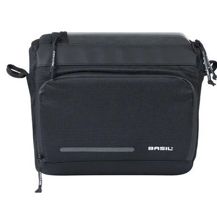 Basil stuurtas move 7-8l zwart met adapterplaat
