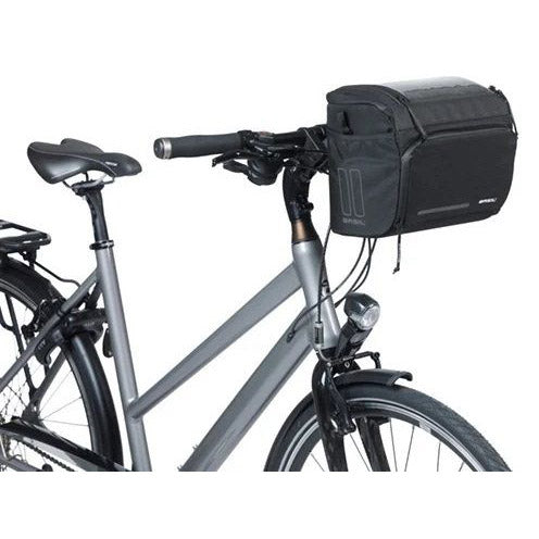 Basil stuurtas move 7-8l zwart met adapterplaat