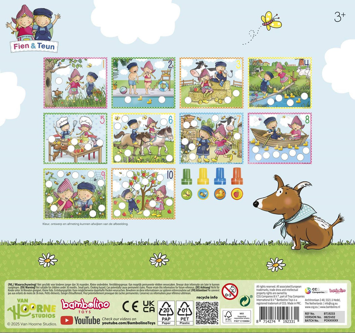Fien teun creatieve stempelset, stempels en gekleurde kaarten - creatief, educatief speelgoed - boerderij speelgoed - vanaf 3 jaar - bambolino toys