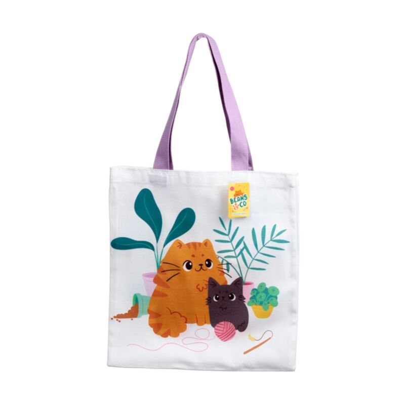 Beans co katten herbruikbare polykatoen tas