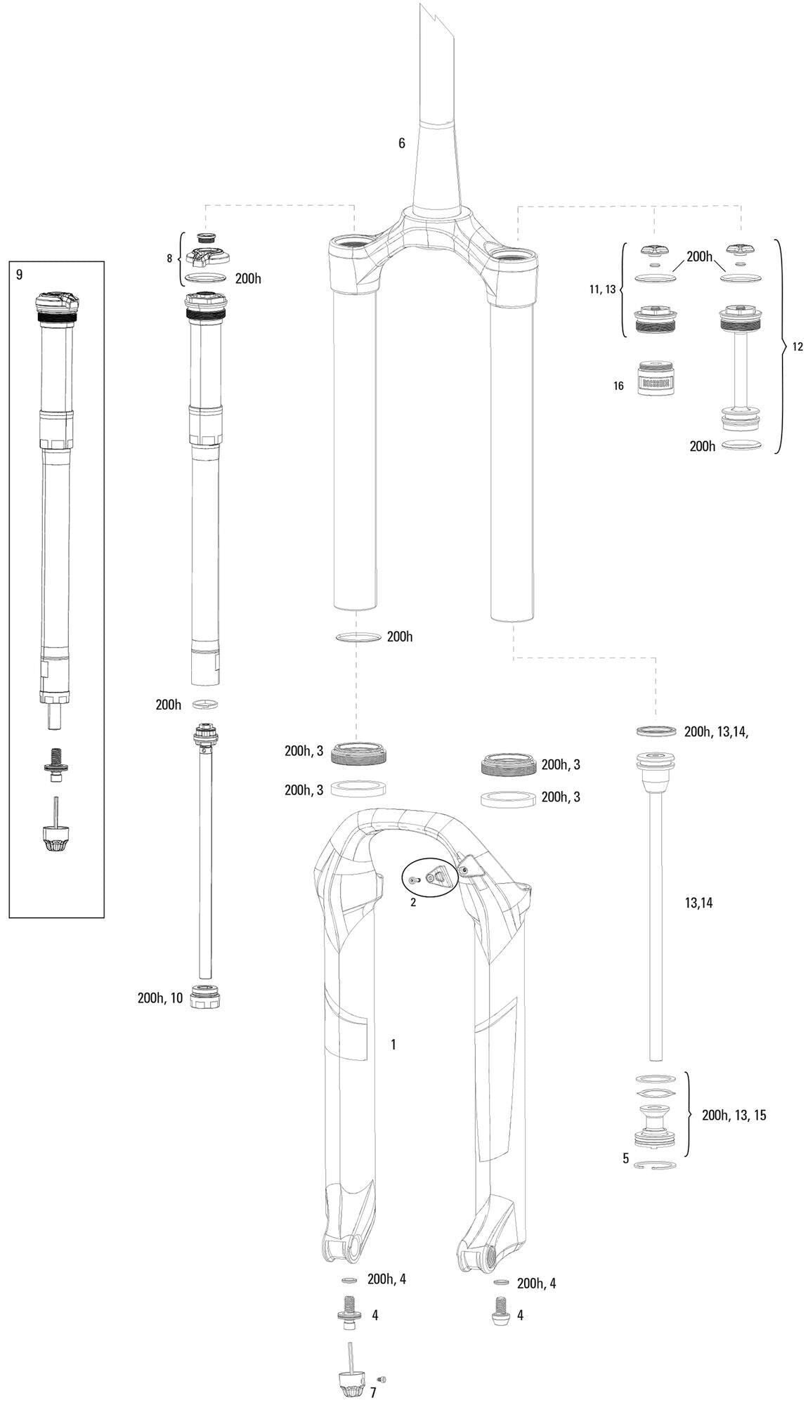 Rockshox verende voorvork pike dj susp.fork rs pike dj 100mm black