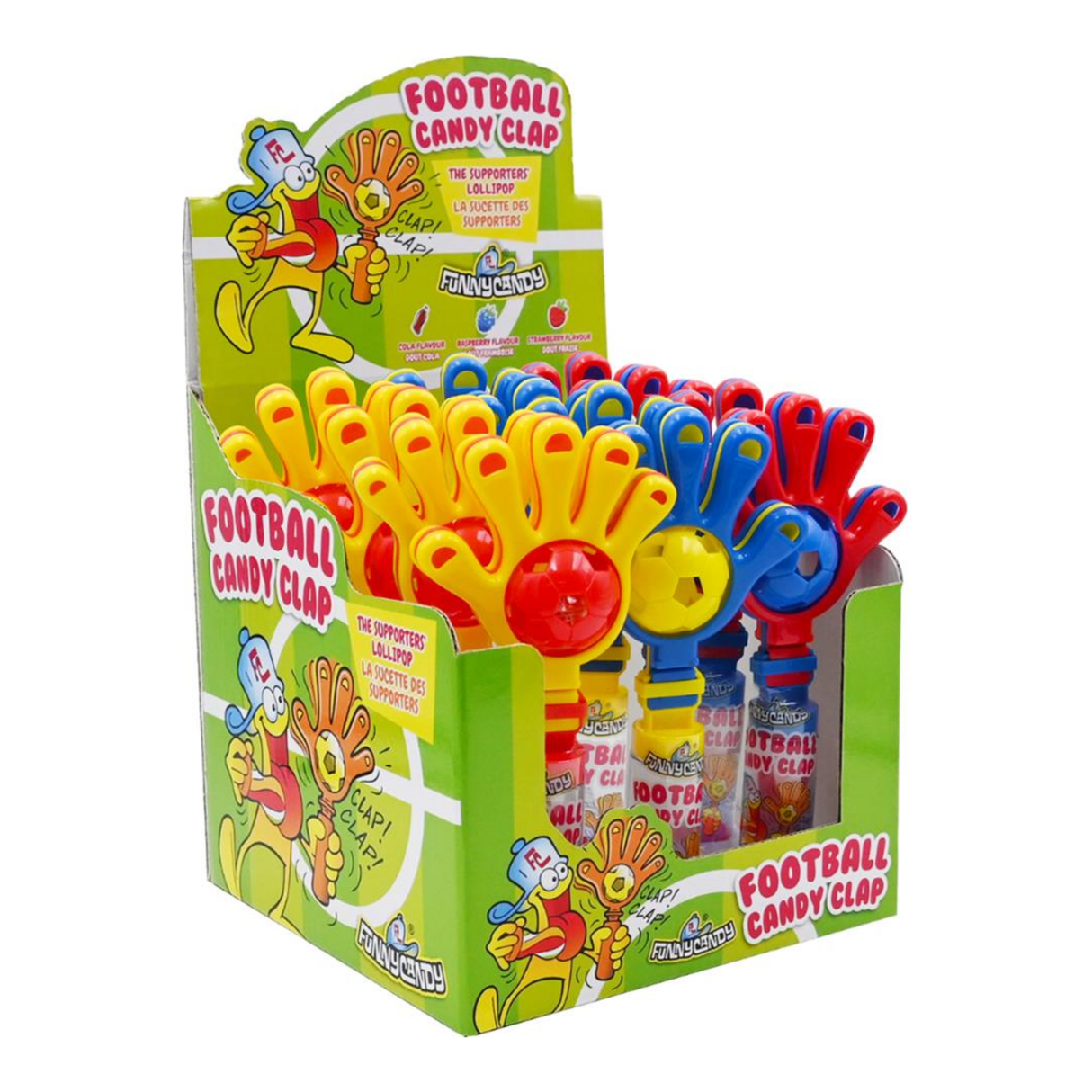 Funny candy football clapping hands lollie (12x 15 gr)