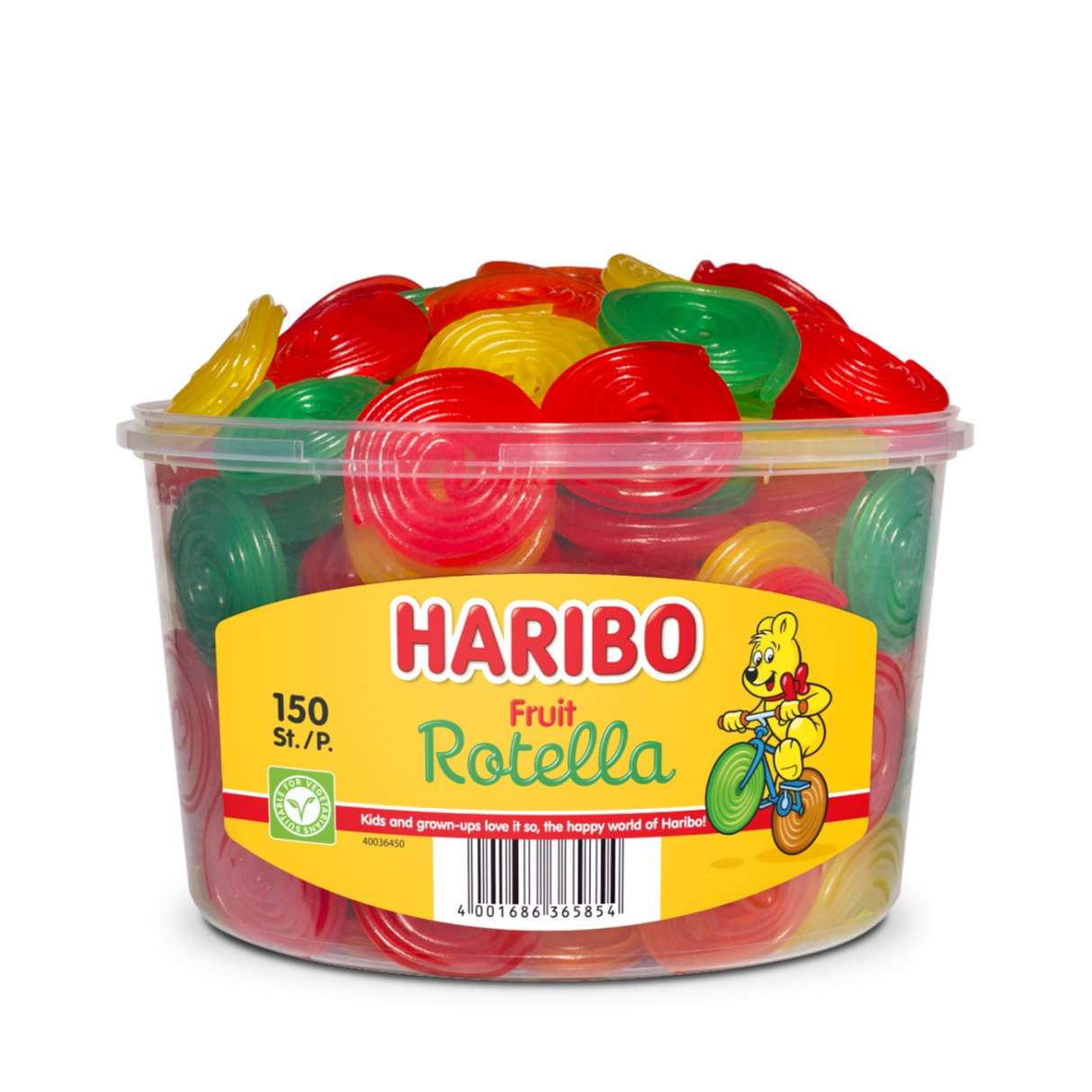 Haribo fruit rotella snoep - 150 stuks - 1200g