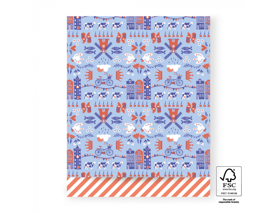 House of products cadeauzakjes - holland - orange stripes - 27x34cm - 200st