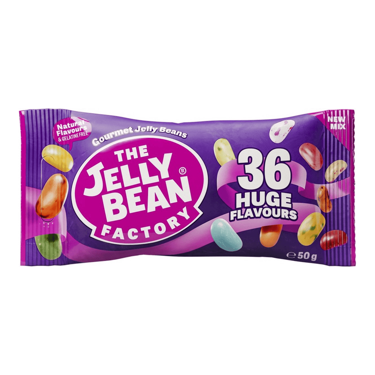 The jelly beans factory the jelly bean factory doos met 24 uitdeel zakjes jelly beans snoep voor kinderen - traktatie uitdeelcadeautjes - 36 verschillende smaken- zakjes à 50 g snoepgoed - cadeau - snoepjes