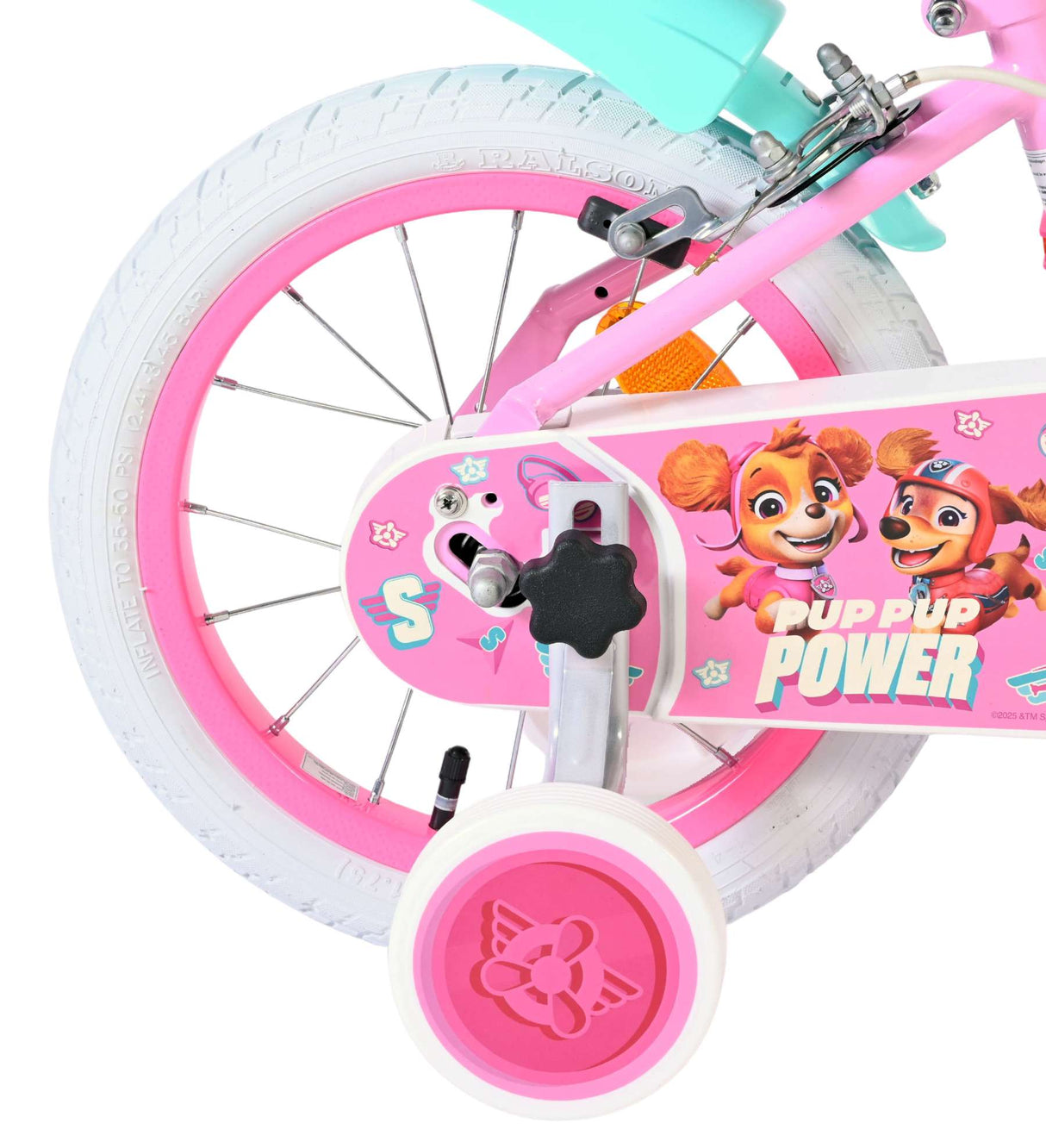 Volare paw patrol kinderfiets - meisjes - 14 inch - roze - twee handremmen