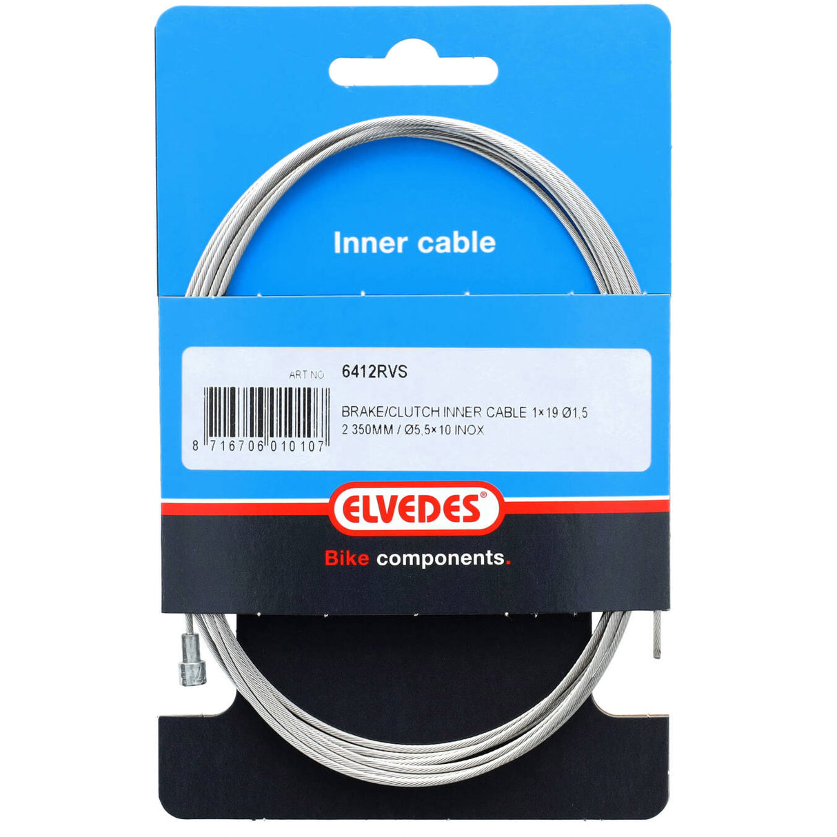 Elvedes rem binnenkabel 2250mm rvs �1,5mm v-nippel