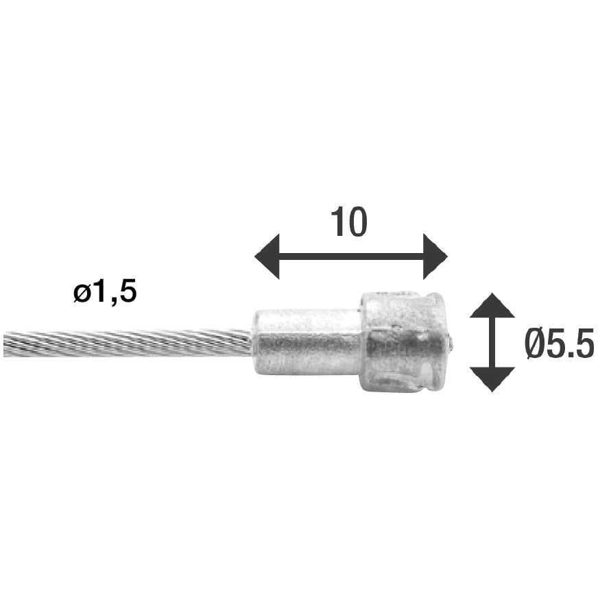 Elvedes rem binnenkabel 2250mm rvs �1,5mm v-nippel
