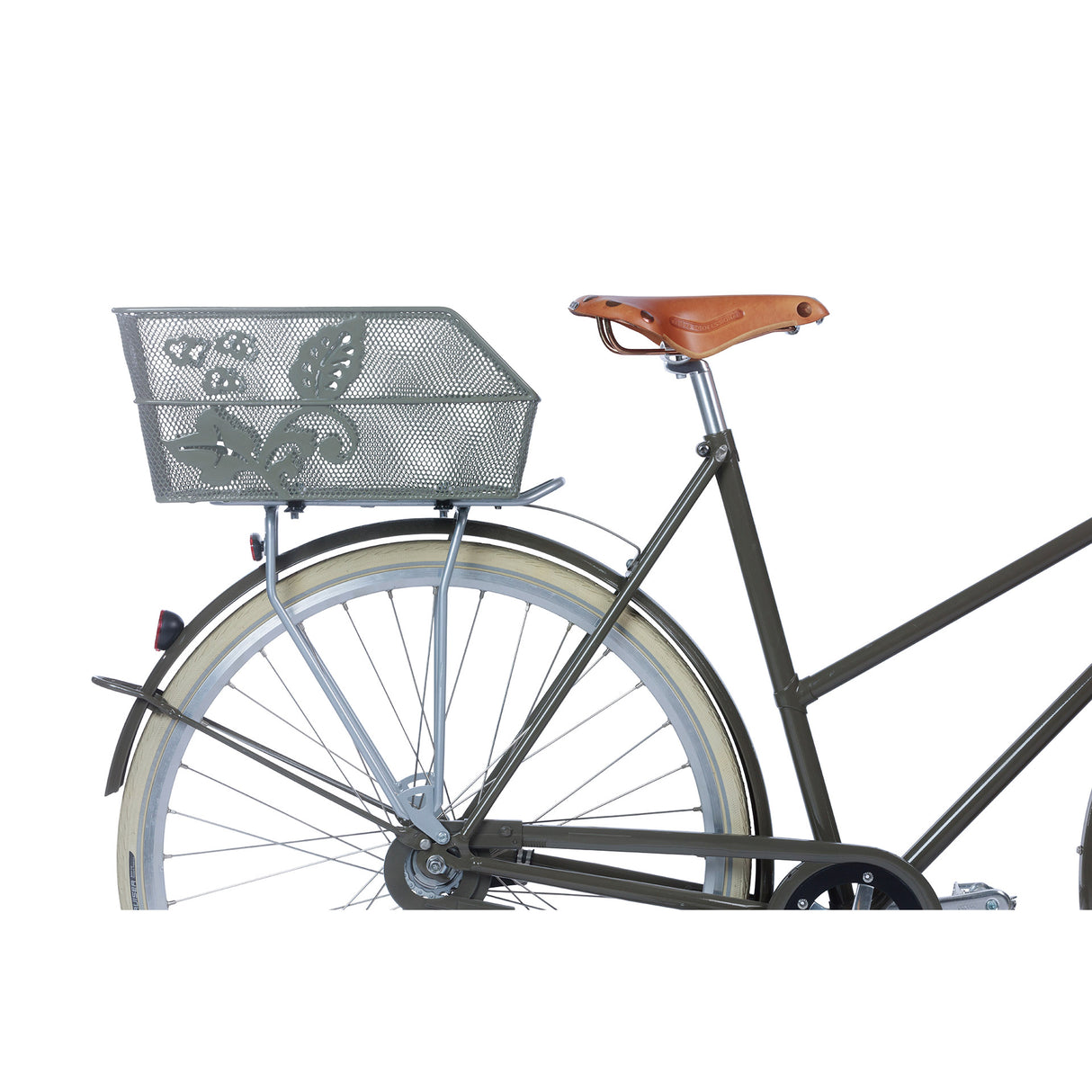 Basil Cento Flower- fietsmand - achterop - olive green