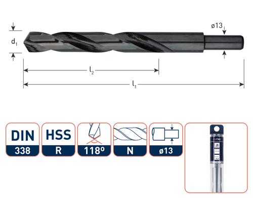 Rotec spiraalboor din338 hss-r 20.0mm afgedraaid