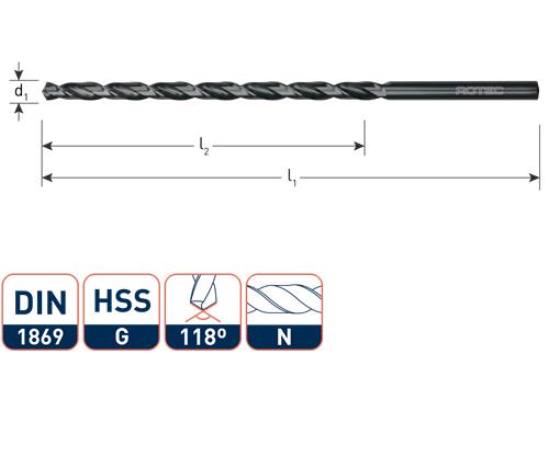 Rotec spiraalboor extra lang 6.0x260 180