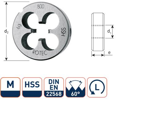 Rotec ronde snijplaat m6 20x7 hss links