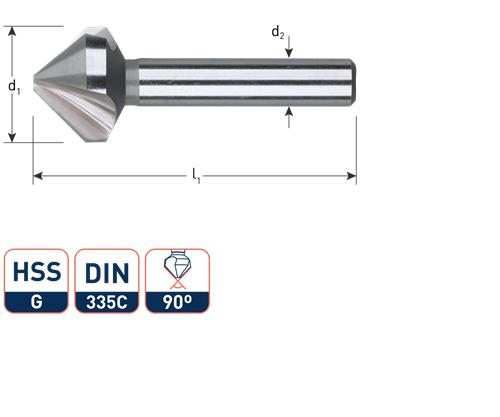Rotec verzinkfrees 90gr. 3-snijder 6.3mm