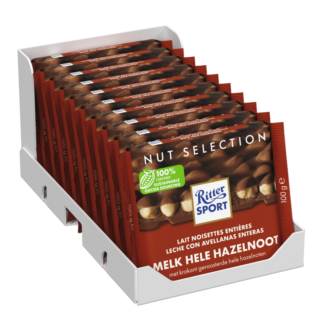 Ritter sport melk hele hazelnoot (10x 100gr)