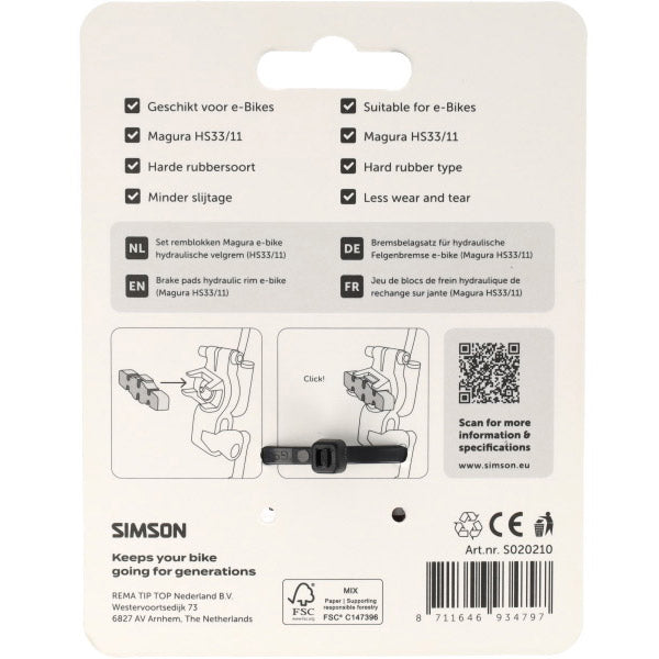 Simson remblokken magura e-bike