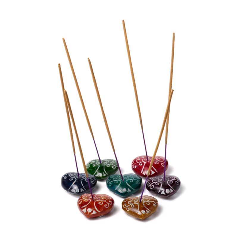 Zeepsteen chakra hart tree of life wierookstokjes houder