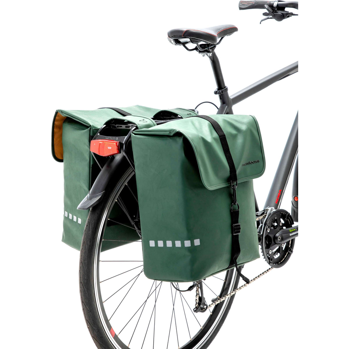 Fietstas Odense - Stoere, ruime dubbele achtertas voor elektrische fietsen - Groen