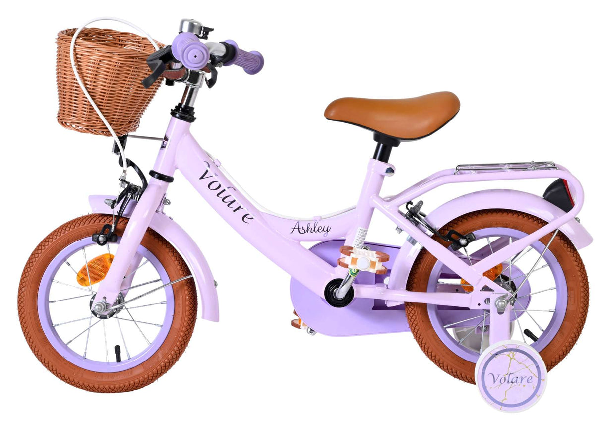 Volare ashley kinderfiets - meisjes - 12 inch - lila - twee handremmen