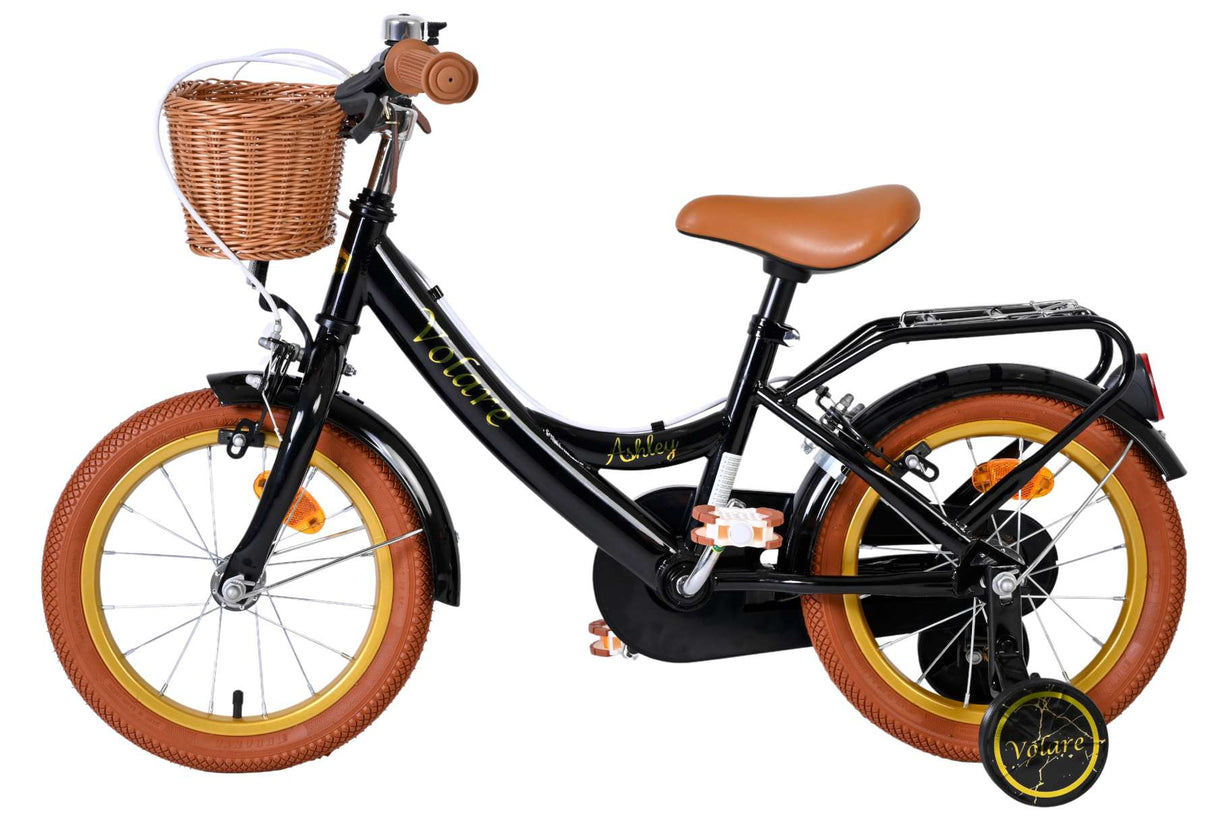 Volare ashley kinderfiets - meisjes - 14 inch - zwart - twee handremmen