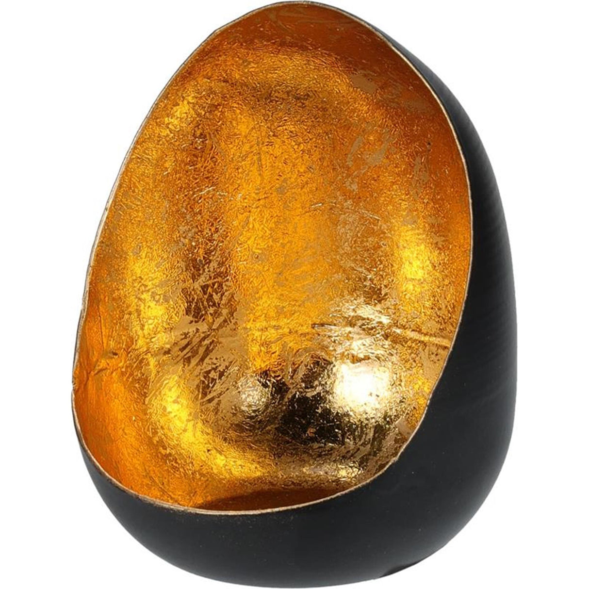 Home styling windlicht egg metaal 8x10cm zwart