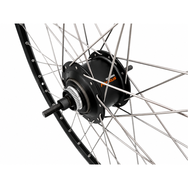 Shimano achterwiel 28 1 4inch nexus 8 naaf (zwart) - zac2000 velg (zwart) met rvs spaken - voor schijfrem