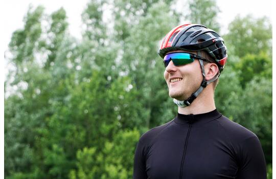Trivio - fietsbril hadley rood wit met 2 extra lenzen