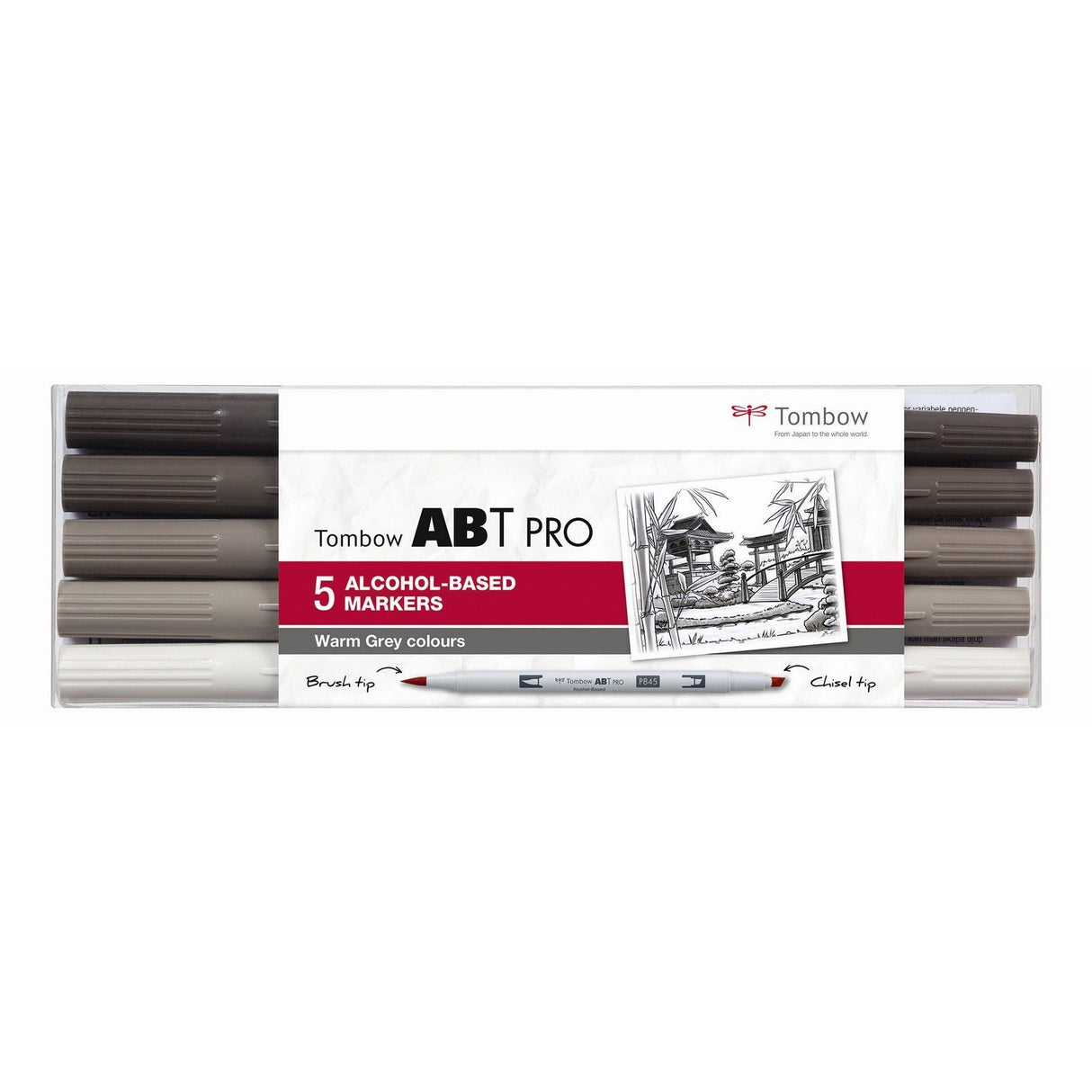 Tombow • abt pro marker set op alcohol basis warme grijze kleuren 5pcs