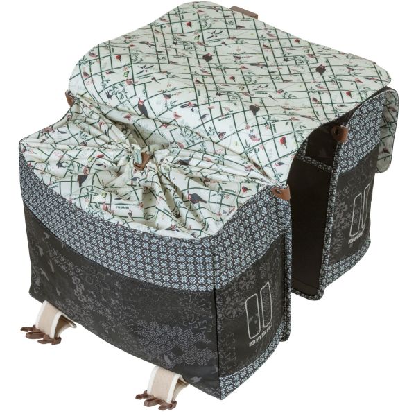 Basil Bohème Dubbele Fietstas - Zwart - 35L - Waterafstotend - Kunstleren Details
