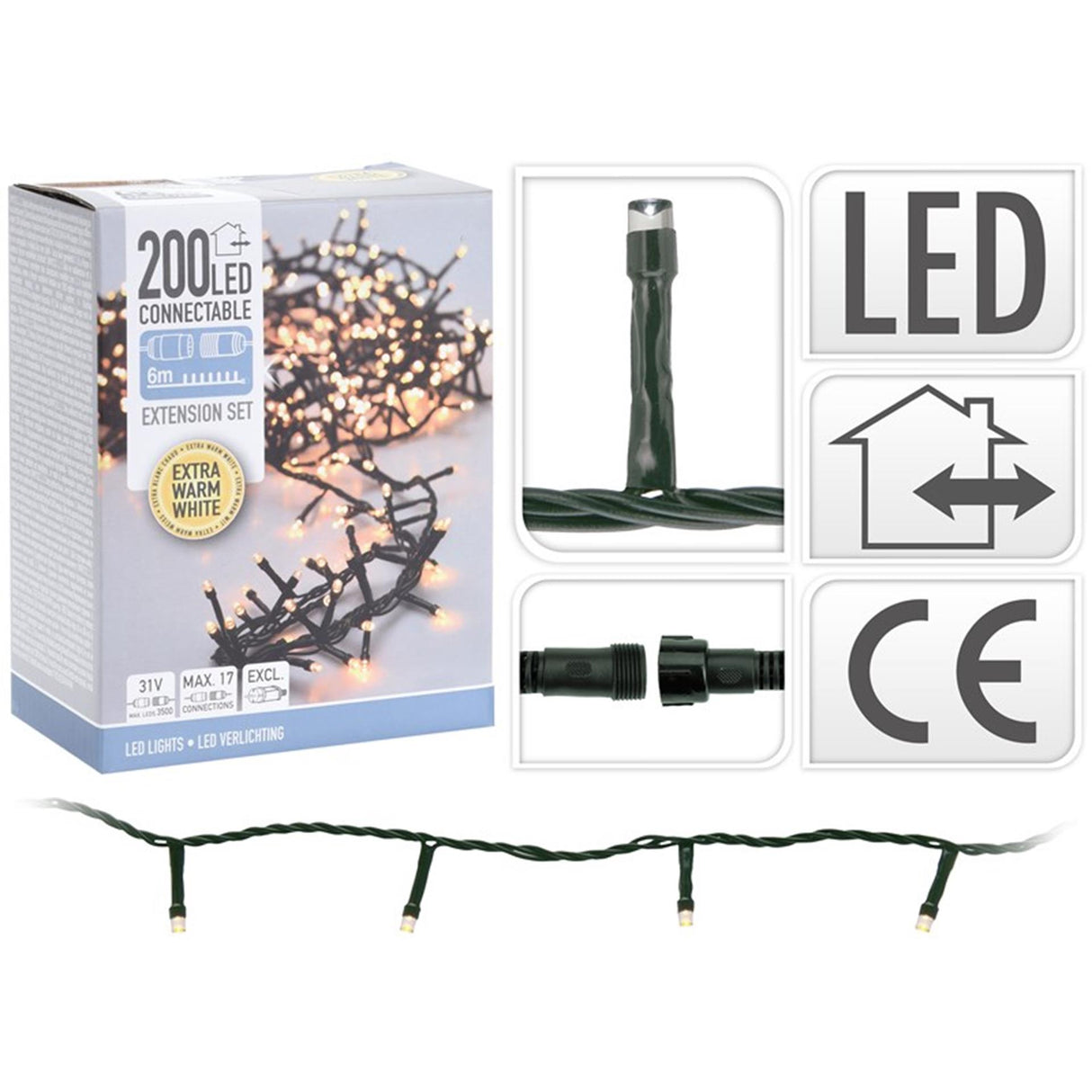 Home styling kerstverlichting cluster koppelbaar200l