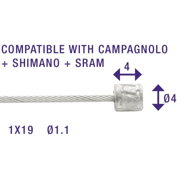 derailleur-binnenkabel 1,1 mm zilver 2250 mm