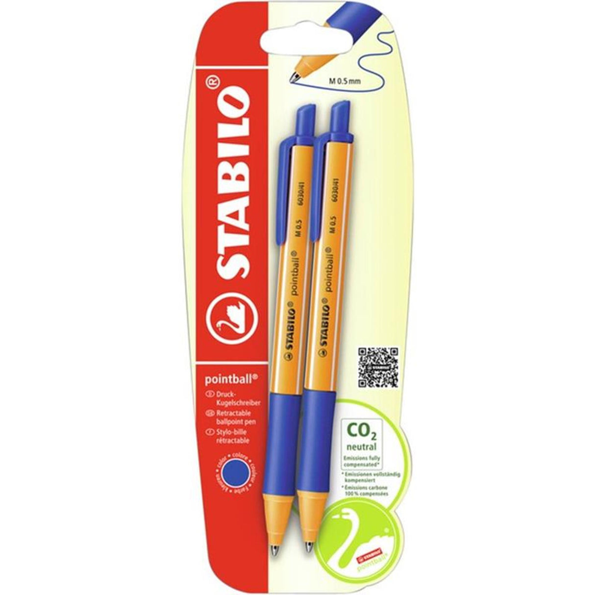 Stabilo pointball balpennen blauw - 2dlg.