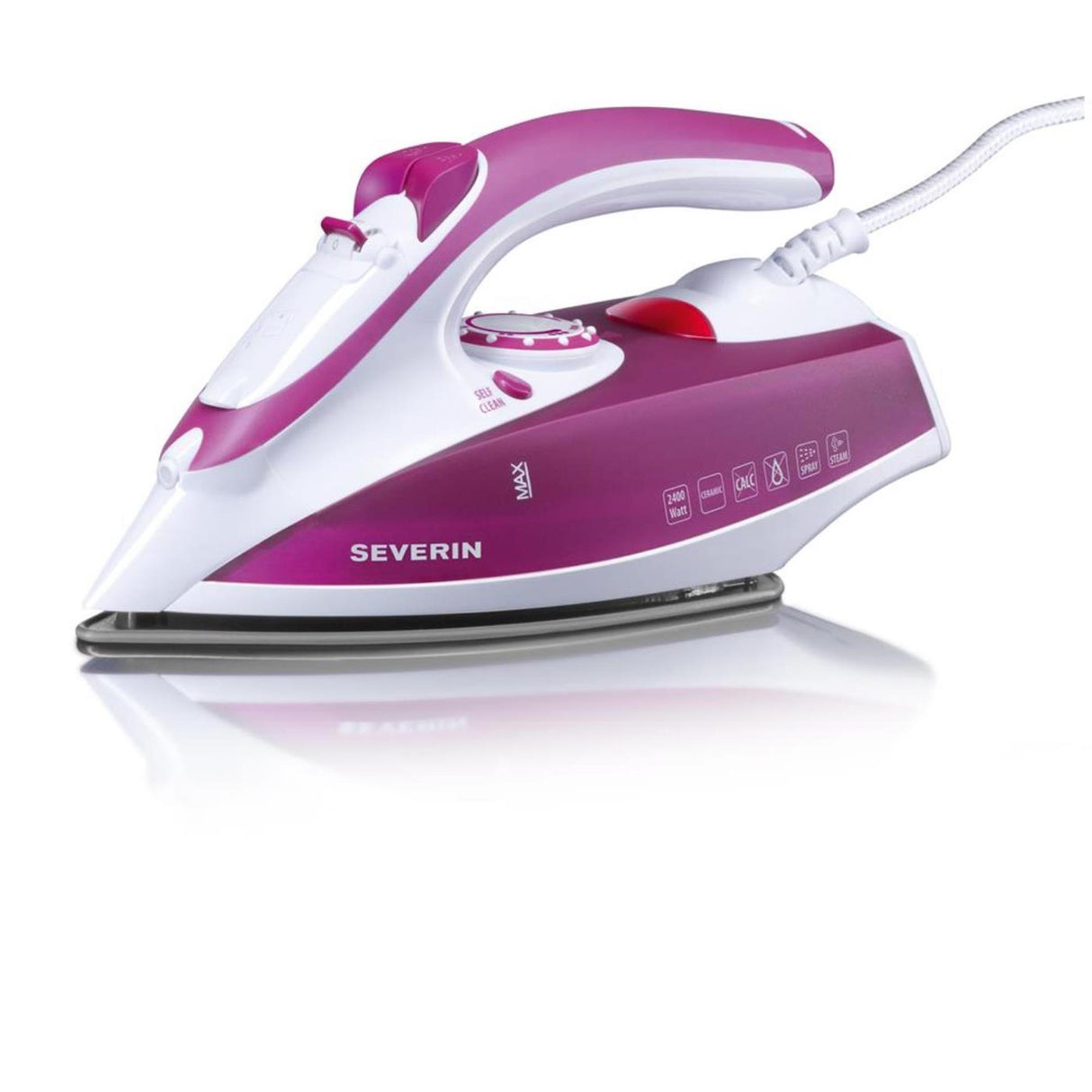 Severin stoomstrijkijzer 2400w paars wit