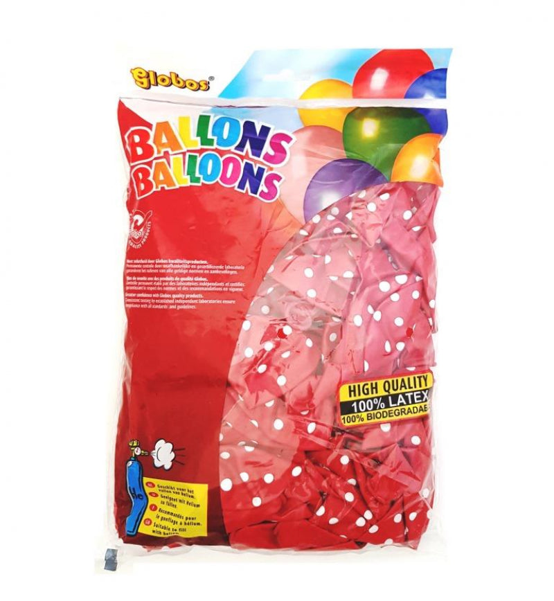 Globos ballonnen rood met stip (nr.12 100 in zak)