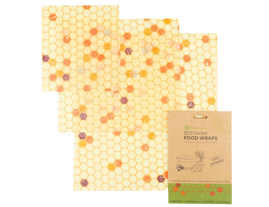 Beewise bijenwasdoek - set van 3 - honinggraat