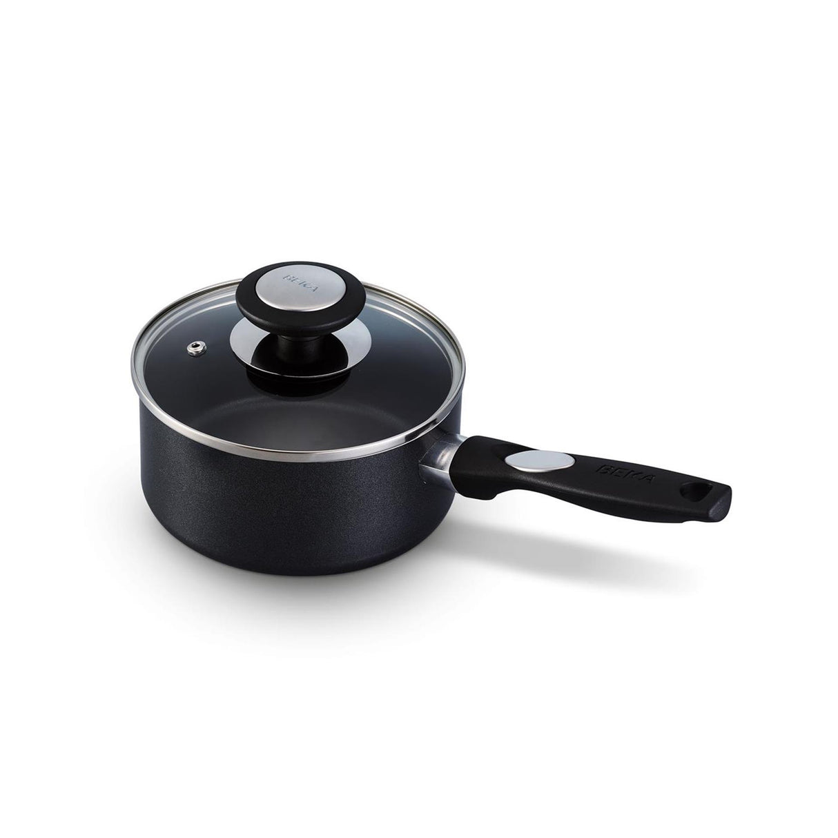 Beka pro induc r steelpan met keramische antiaanbaklaag en glazen deksel 16cm
