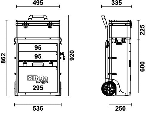 Beta c41h trolley, twee-delig grijs - 041000010