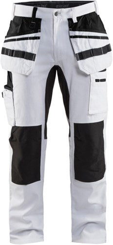 Blåkläder schilders werkbroek met stretch 19101000-1099 | wit zwart | maat c154 - 7330509622414